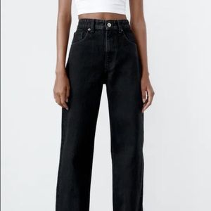 Zara Wide Leg Black Jeans Size 8 (US)